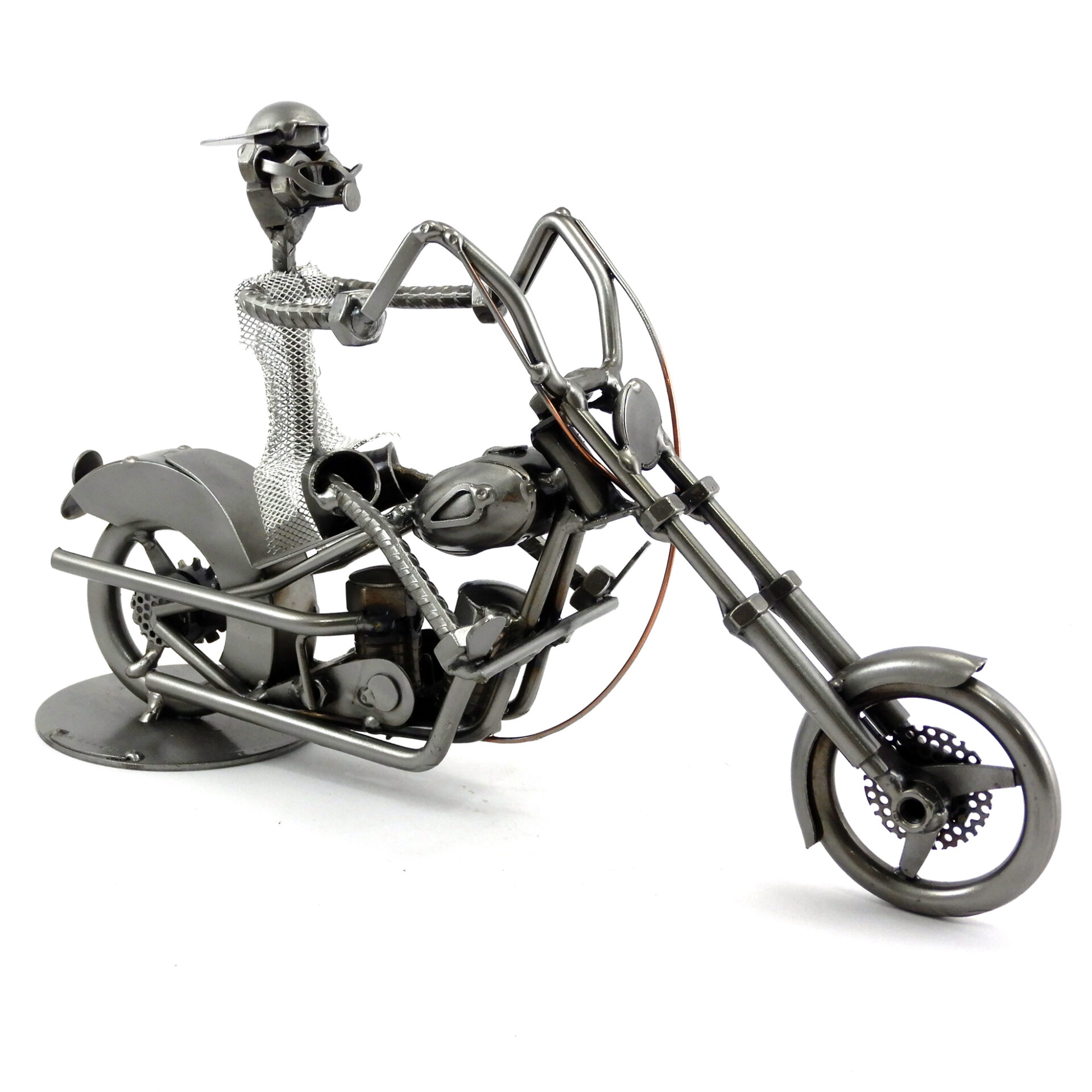 SCULTURA MOTOCICLISTA SU HARLEY CHOPPER - immagine 2