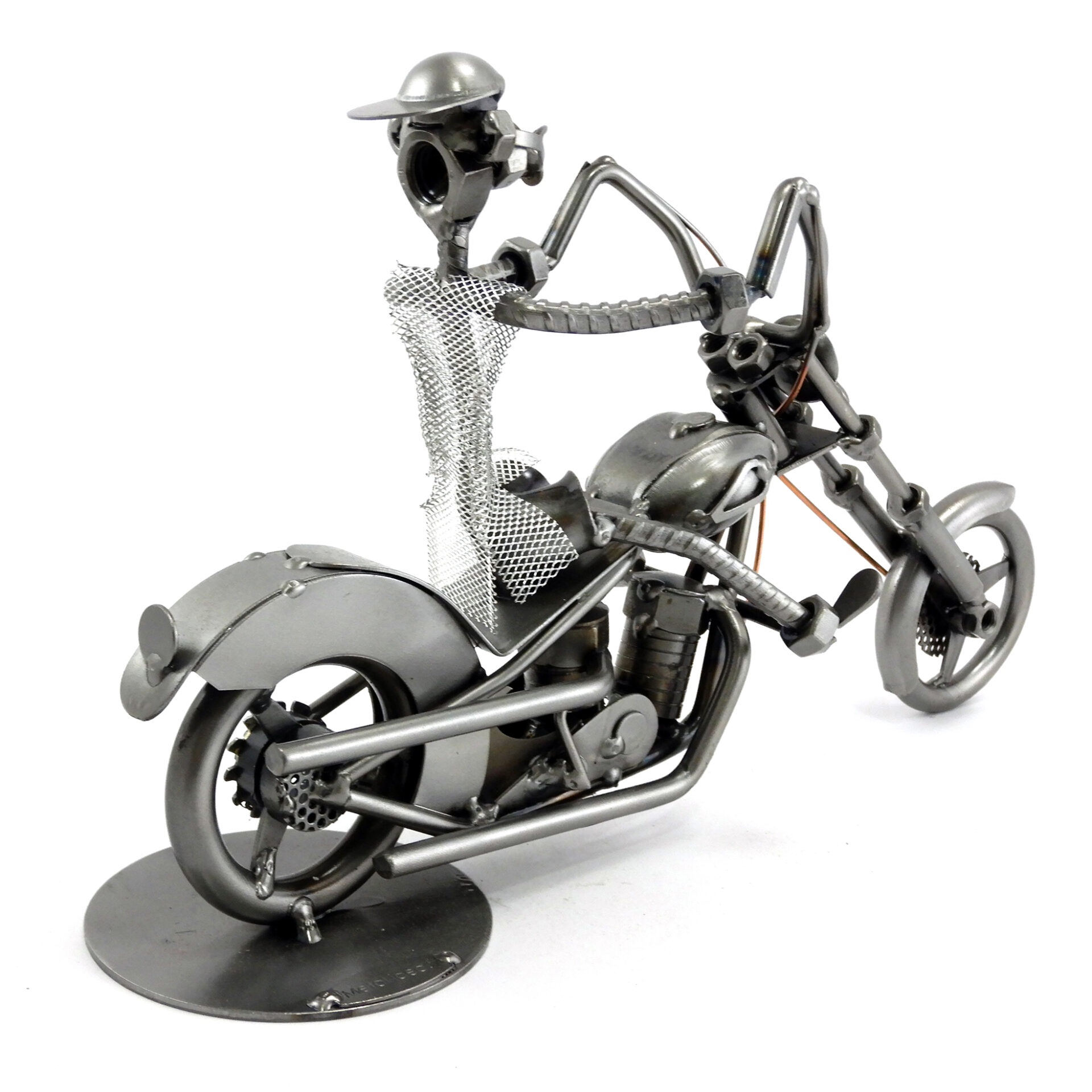 SCULTURA MOTOCICLISTA SU HARLEY CHOPPER - immagine 6