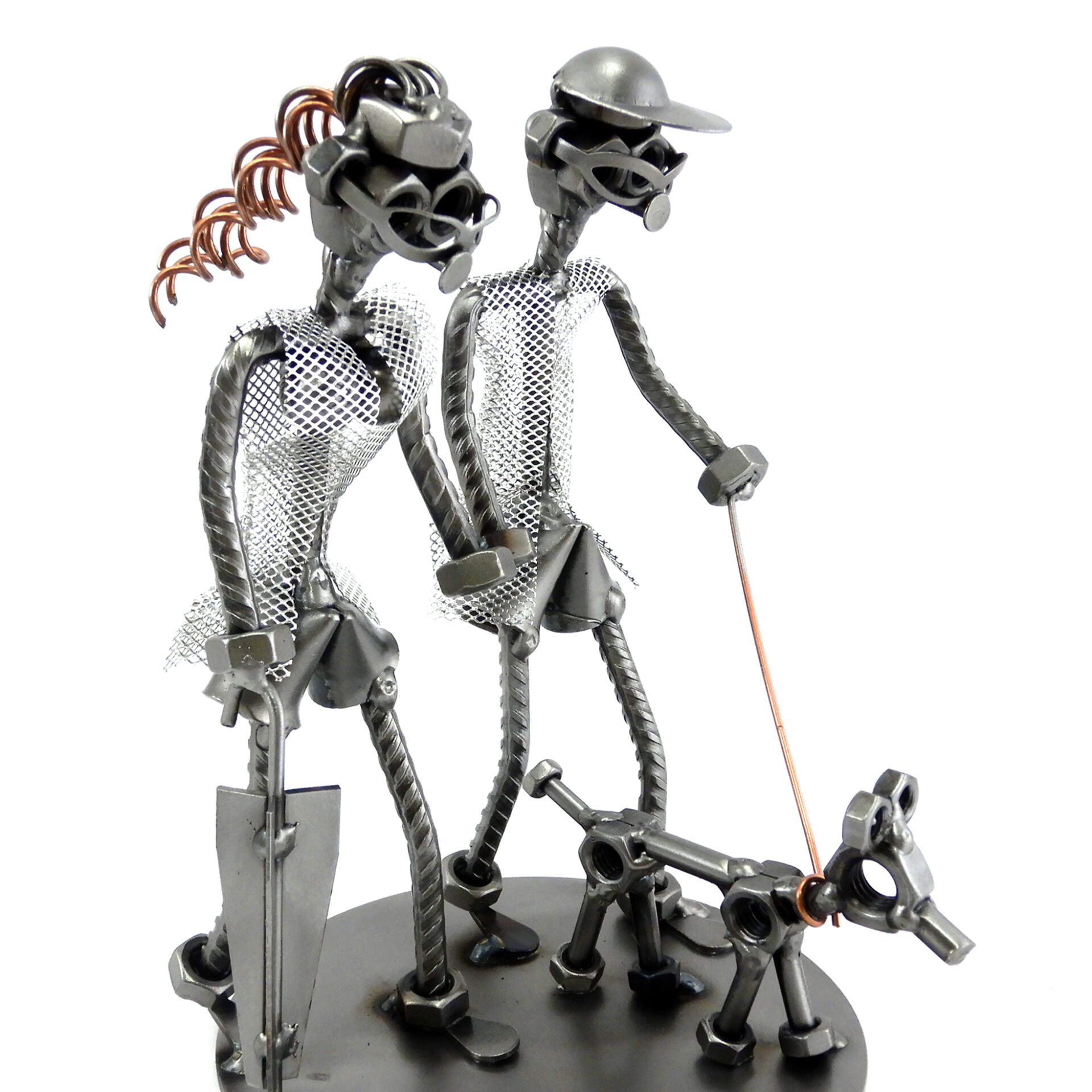SCULTURA COPPIA CON CANE - immagine 2