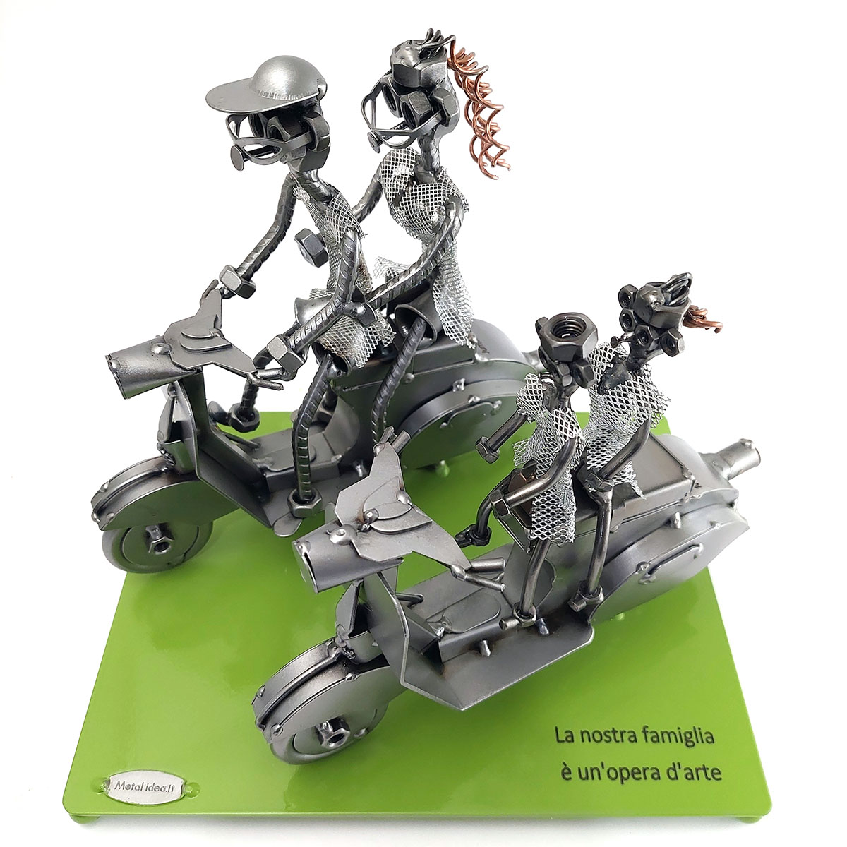 family in vespa verde