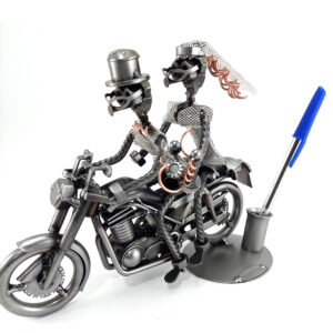 sposi in moto metal idea.it con porta penna