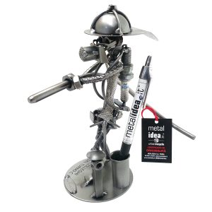 pompiere con incisione e porta penna metal idea.it