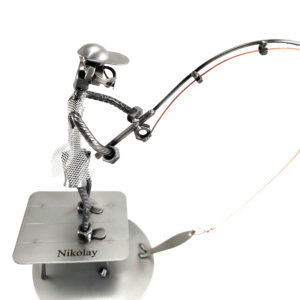 pescatore con incisione metal idea.it