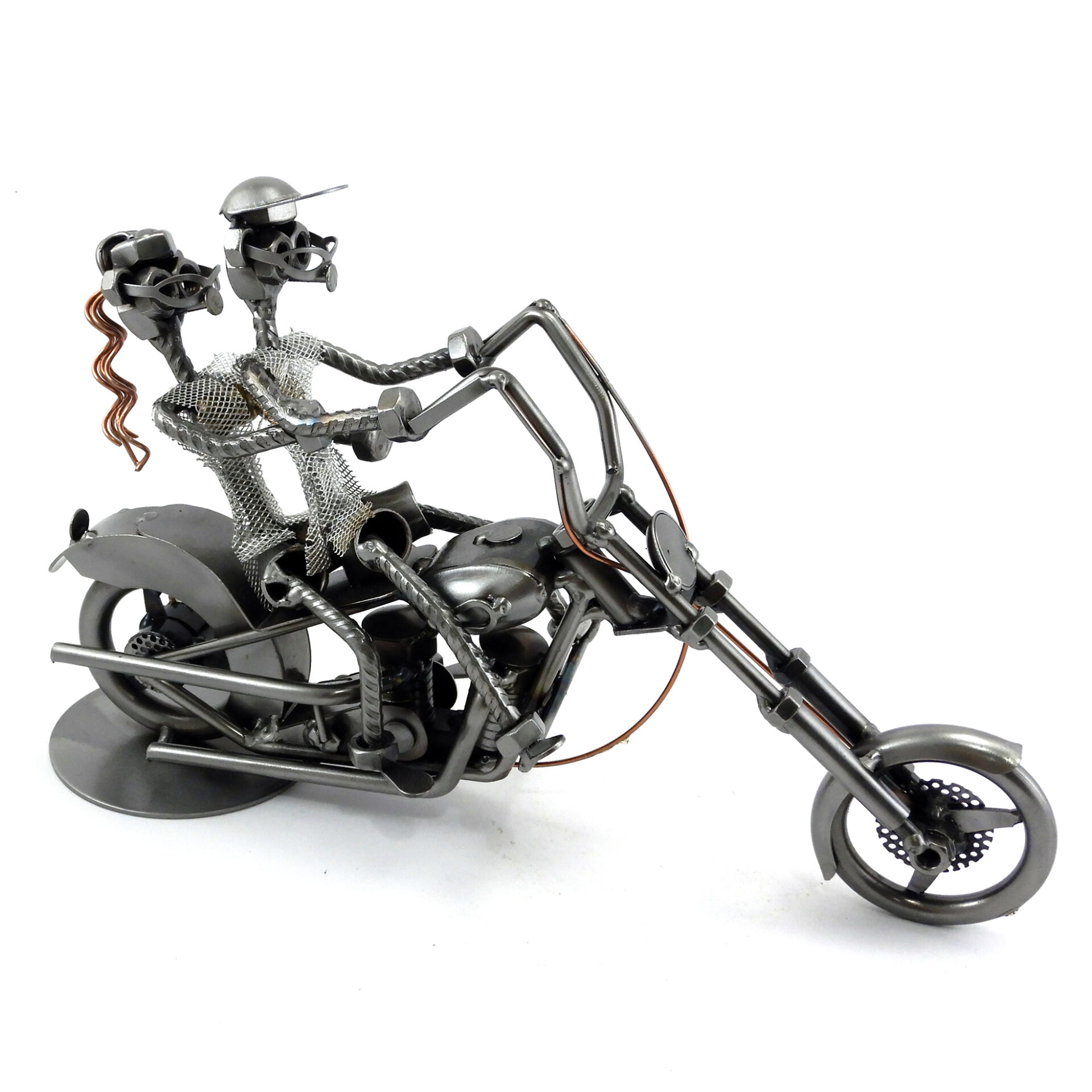 SCULTURA COPPIA SU HARLEY CHOPPER - immagine 3