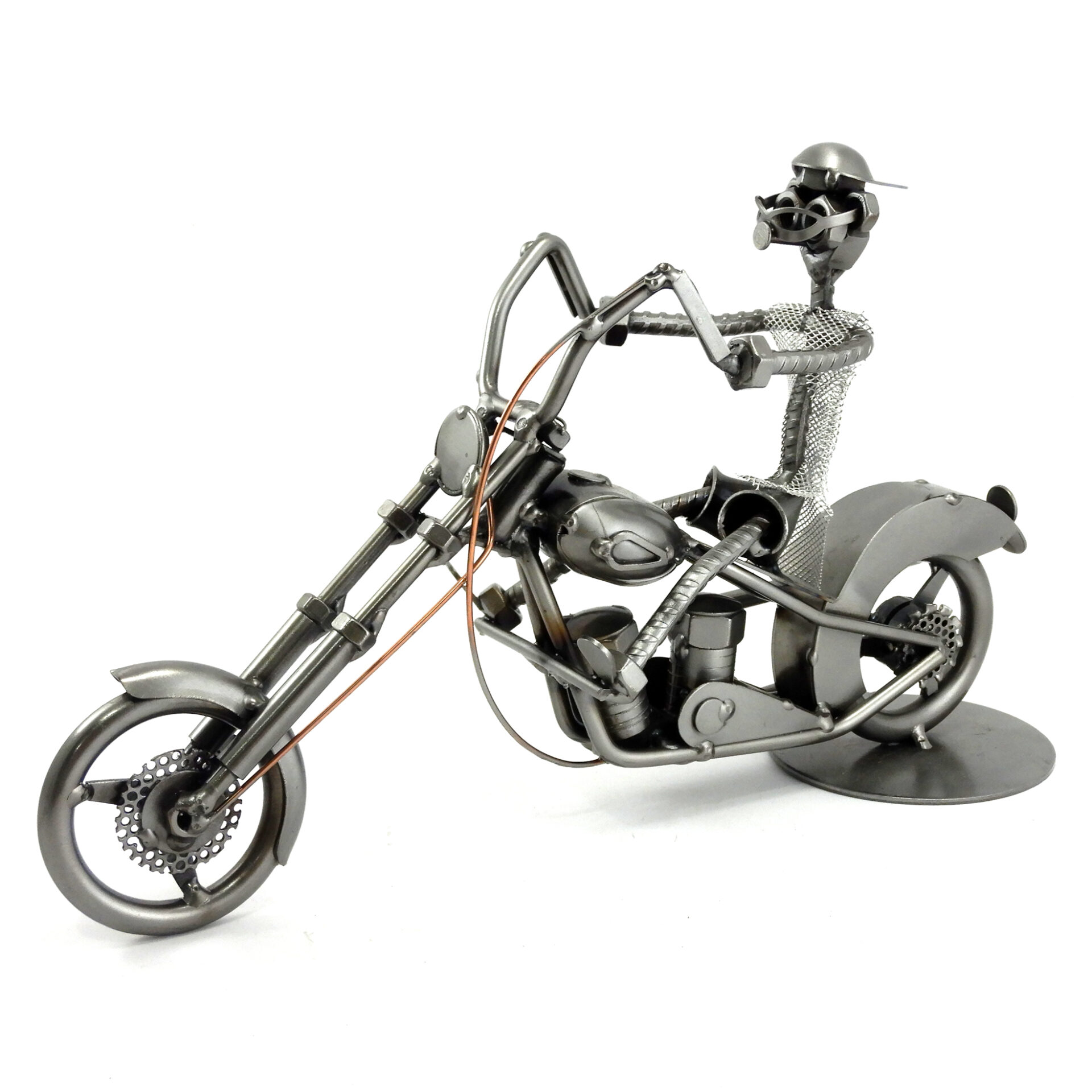 SCULTURA MOTOCICLISTA SU HARLEY CHOPPER - immagine 3