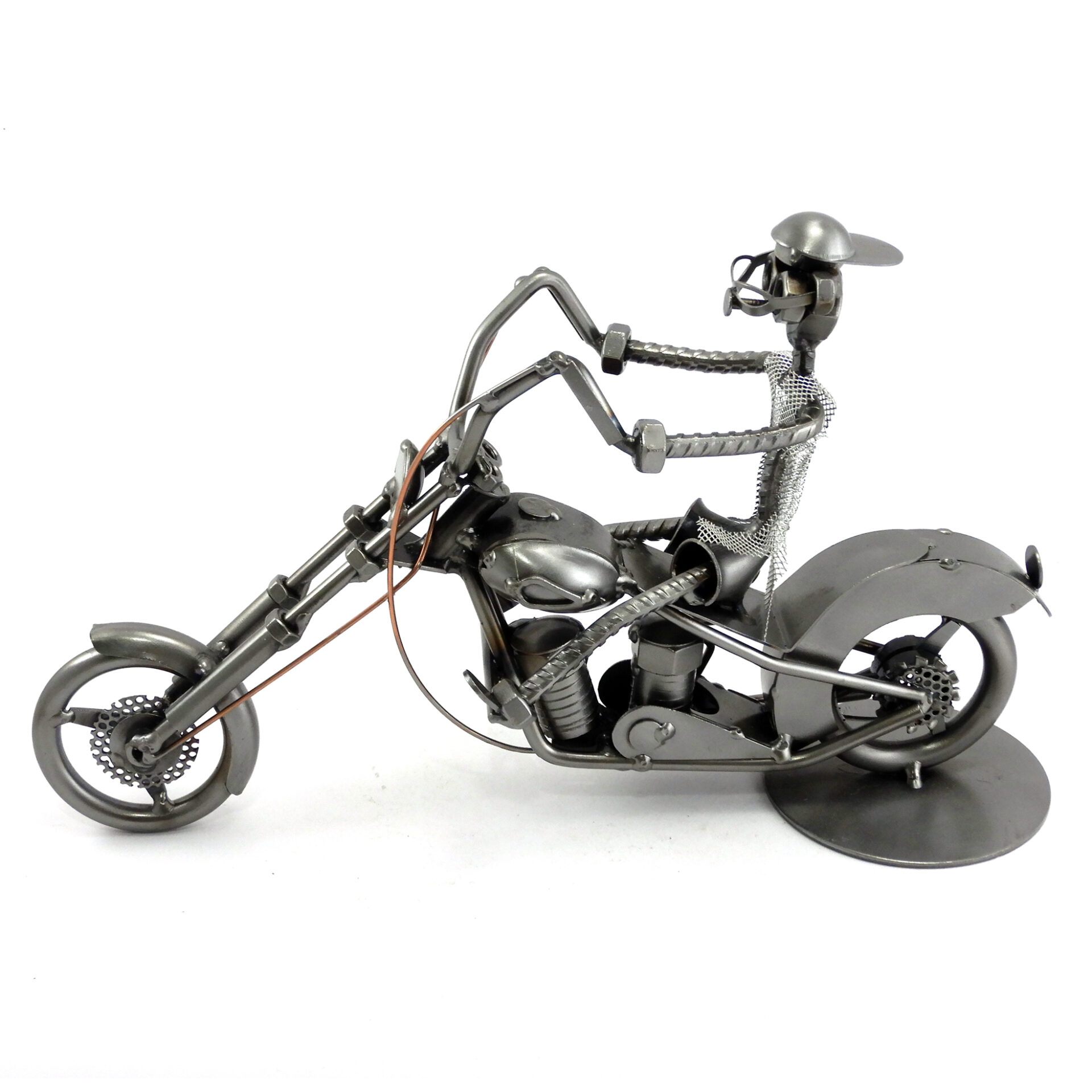 SCULTURA MOTOCICLISTA SU HARLEY CHOPPER - immagine 4