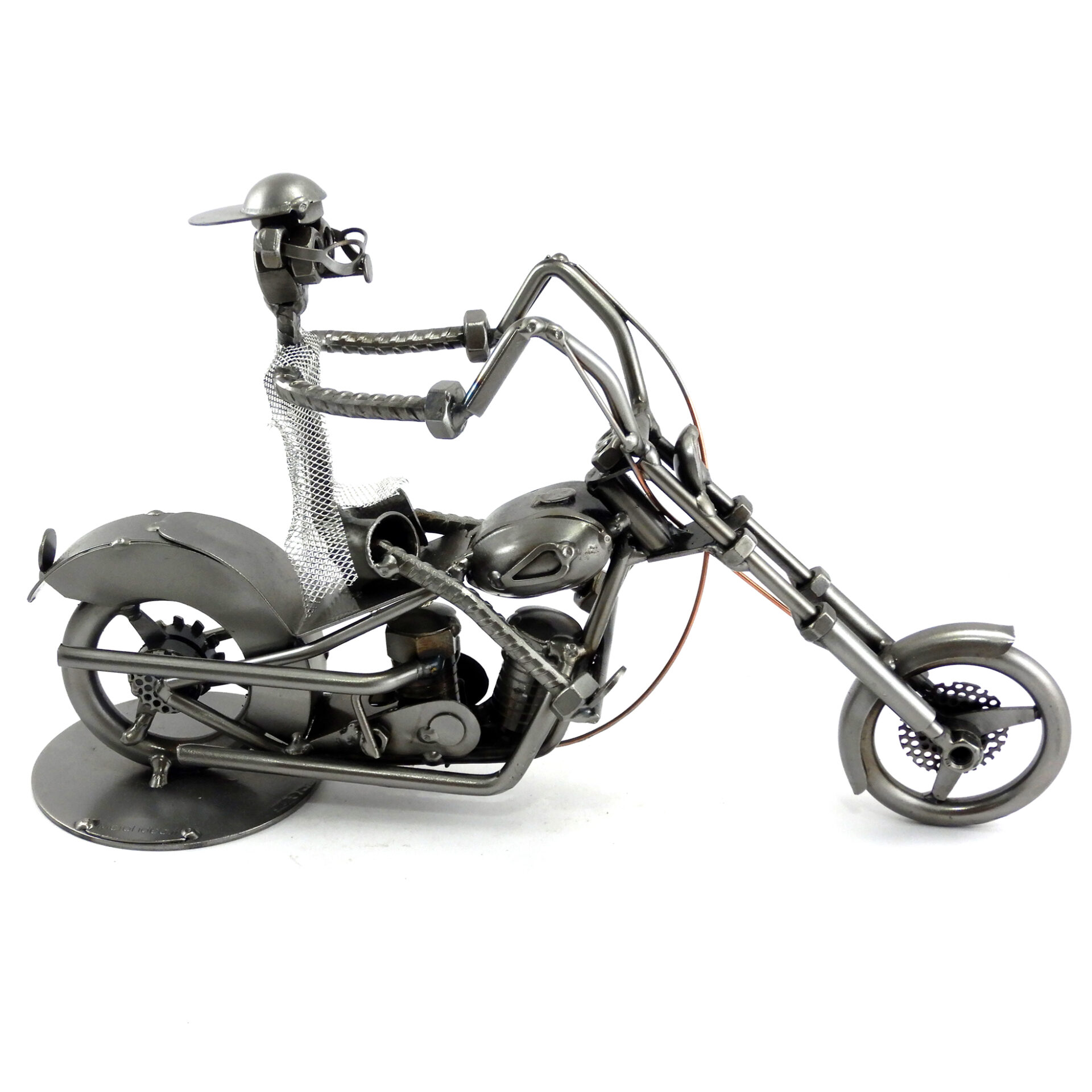 SCULTURA MOTOCICLISTA SU HARLEY CHOPPER - immagine 5