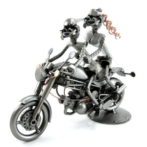 SCULTURA COPPIA SU MOTO TIPO DUCATI MONSTER - immagine 3
