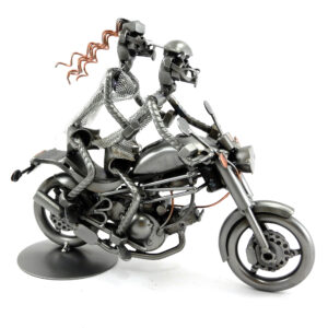 SCULTURA COPPIA SU MOTO TIPO DUCATI MONSTER - immagine 4