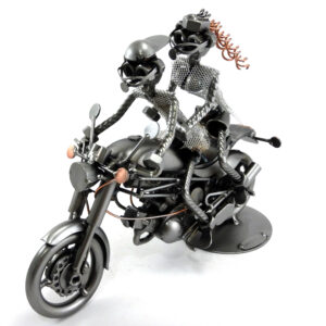 SCULTURA COPPIA SU MOTO TIPO DUCATI MONSTER - immagine 5