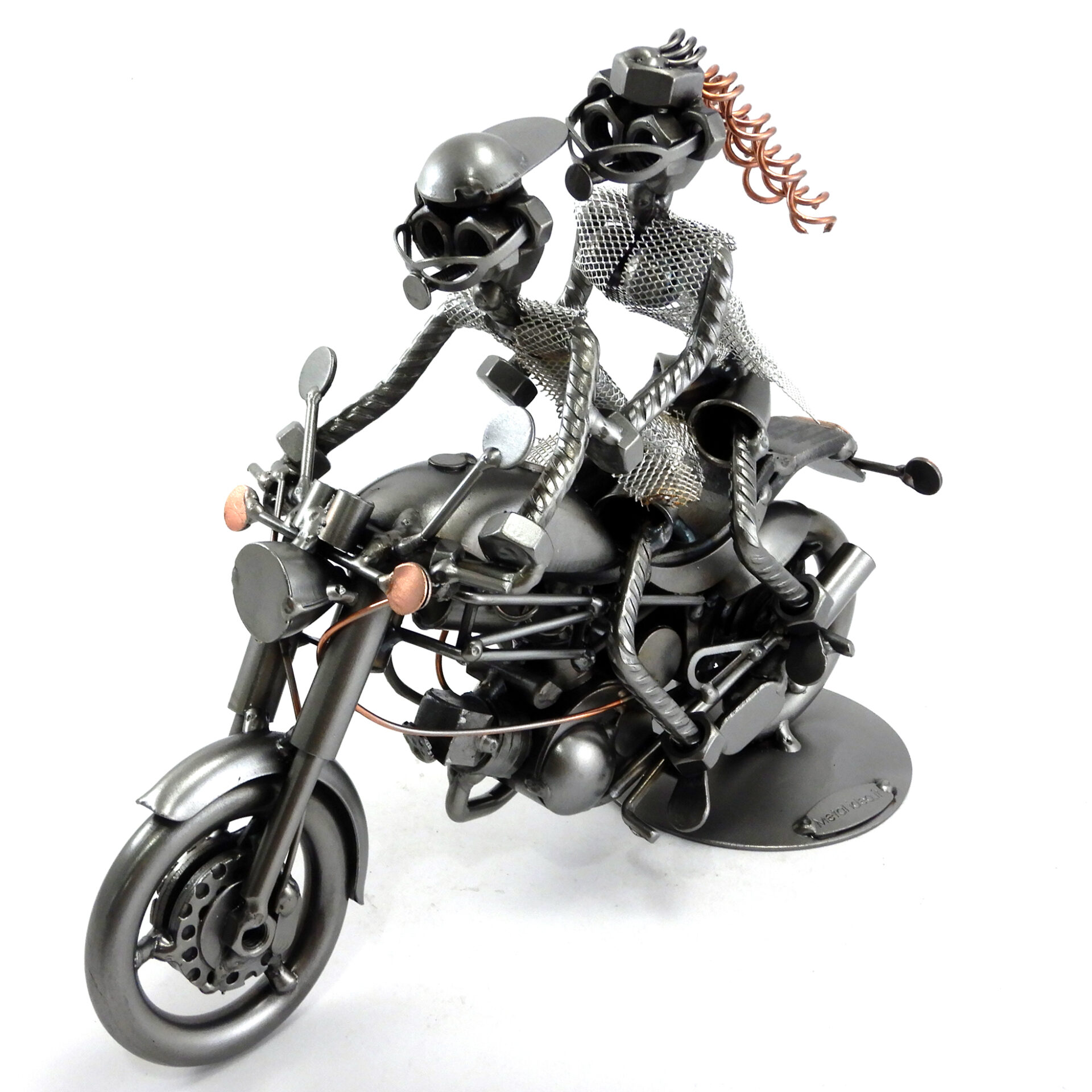 SCULTURA COPPIA SU MOTO TIPO DUCATI MONSTER - immagine 5
