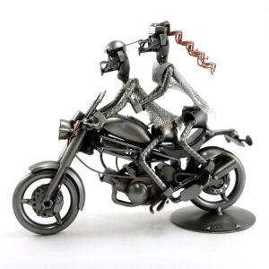 SCULTURA COPPIA SU MOTO TIPO DUCATI MONSTER - immagine 6