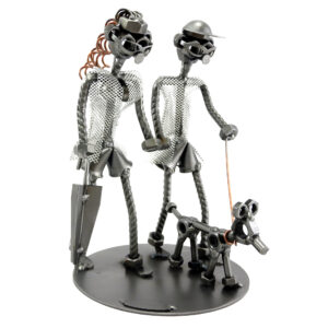 SCULTURA COPPIA CON CANE - immagine 3