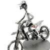 SCULTURA MOTOCICLISTA SU MOTOCROSS METAL IDEA.IT