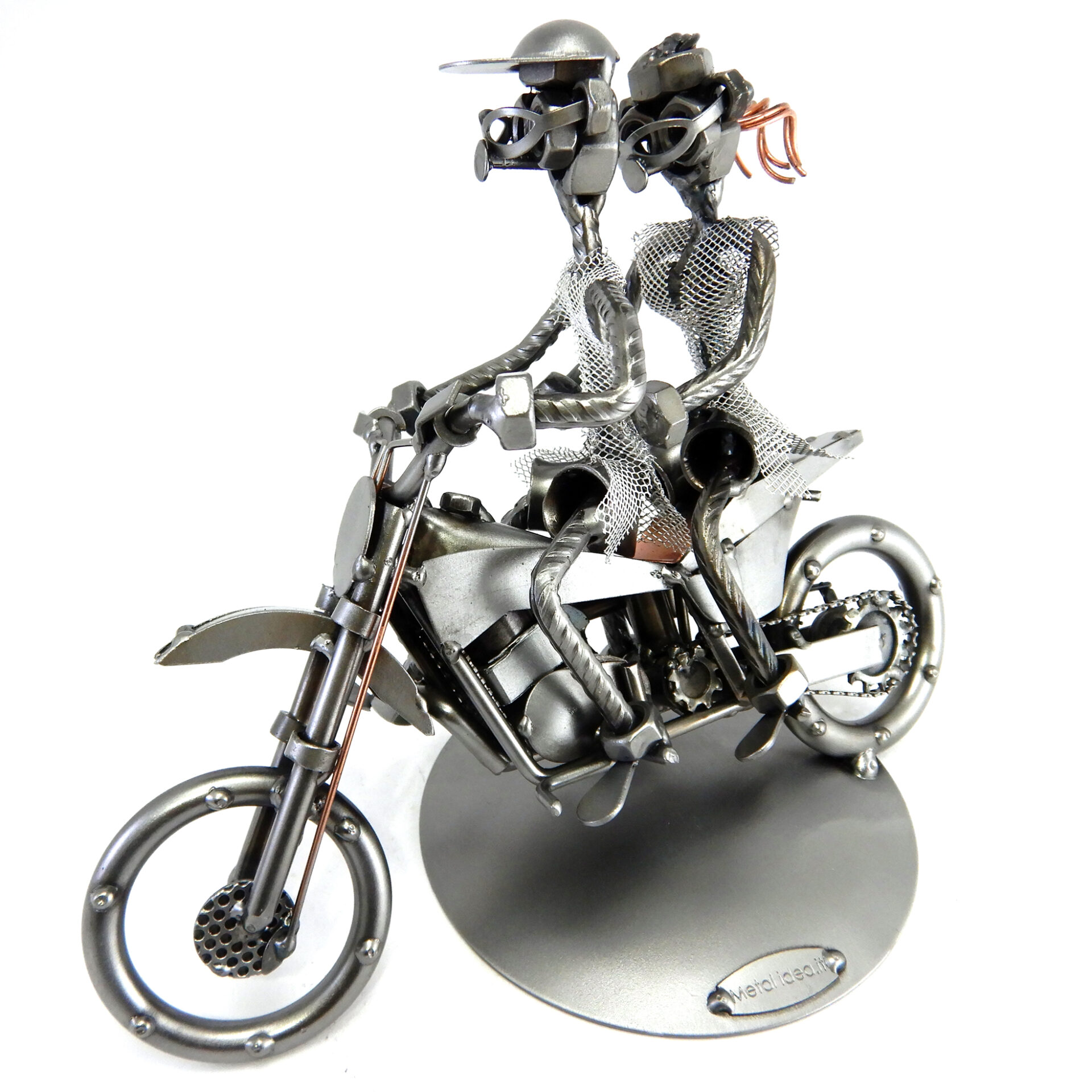 SCULTURA COPPIA SU MOTO CROSS - immagine 2