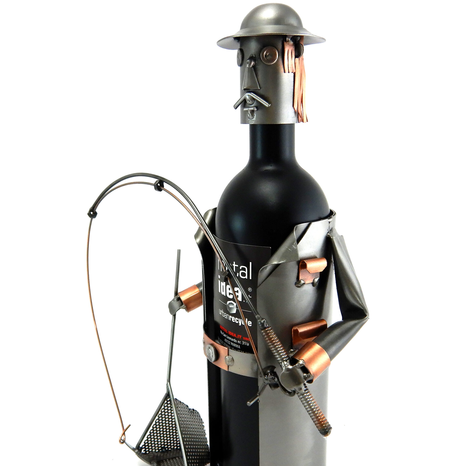 PORTA BOTTIGLIA PESCATORE METAL IDEA.IT